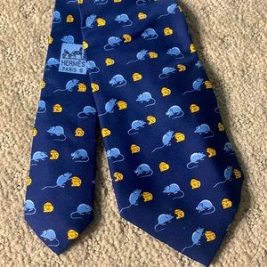 Authentic Vintage Hermès Men’s Tie - Mouse and Cheese